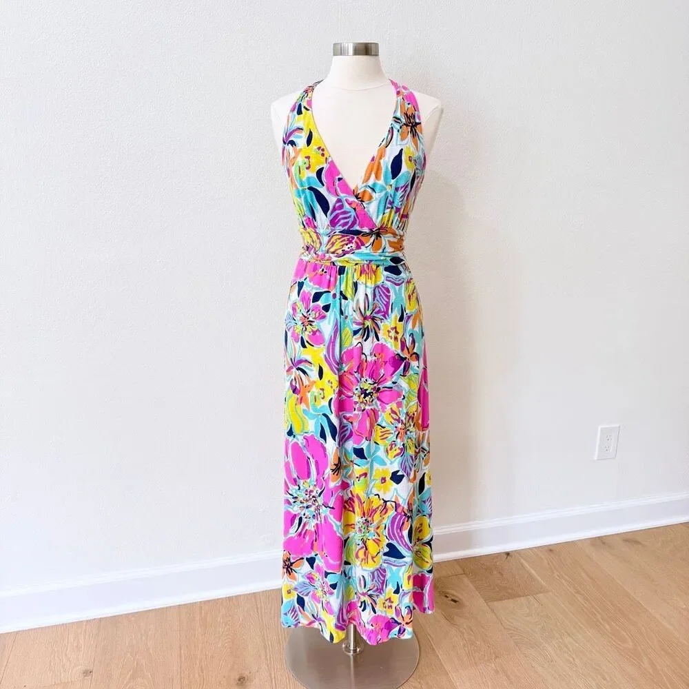 Lilly Pulitzer Amada Maxi Dress Besame Mucho XL RARE Bow Hemmed - Picture 1 of 10